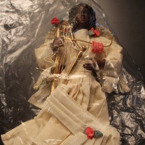 Silvestri Vintage African American Angel with Harp Ornament NIB